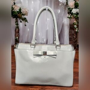 Kate Spade Beacon Court Jeanne Satchel In Light Smoke Grey With Bow Accent